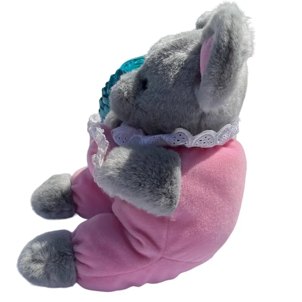 Joy Toy Charming Gray Mouse Pink Valentine Heart Plush Stuffed Animal 1992 VTG